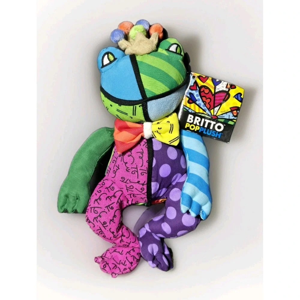 RARE Romero Britto POPPLUSH Frederic The‎ Frog for ENESCO Pop Art Stuffed Animal